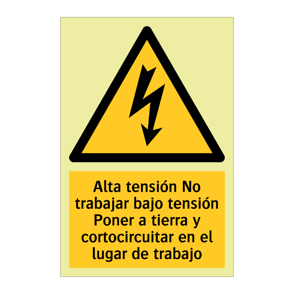 Alta tensión No trabajar bajo tensión Poner a tierra y cortocircuitar en el lugar de trabajo