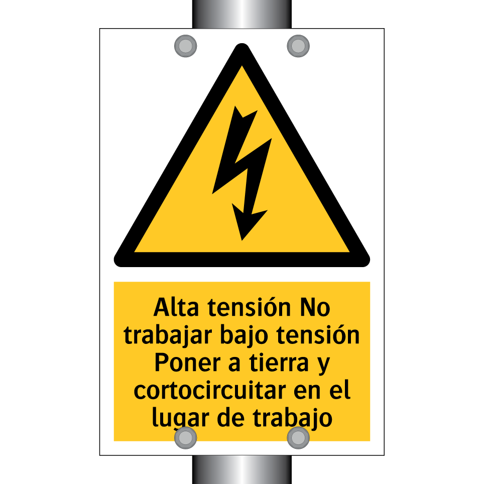 Alta tensión No trabajar bajo tensión Poner a tierra y cortocircuitar en el lugar de trabajo