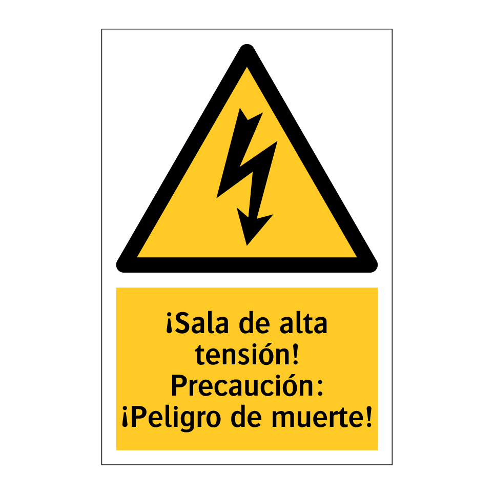 ¡Sala de alta tensión! Precaución: ¡Peligro de muerte!