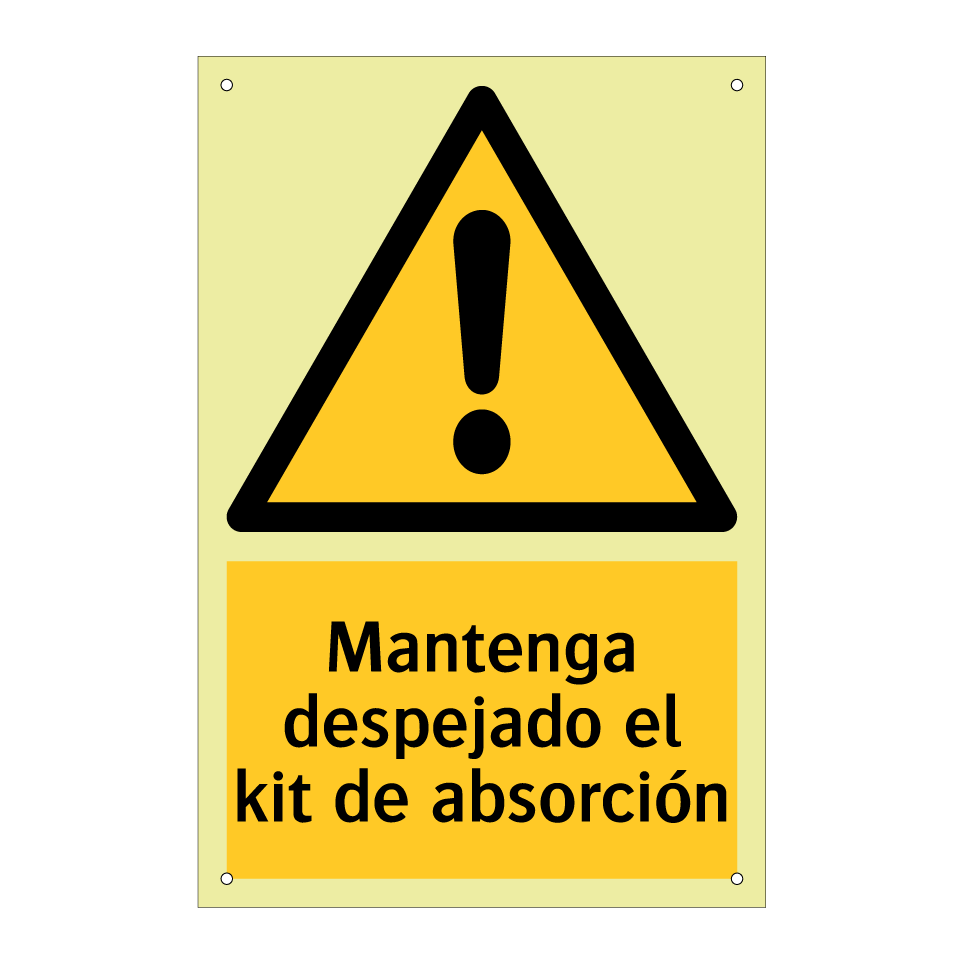 Mantenga despejado el kit de absorción