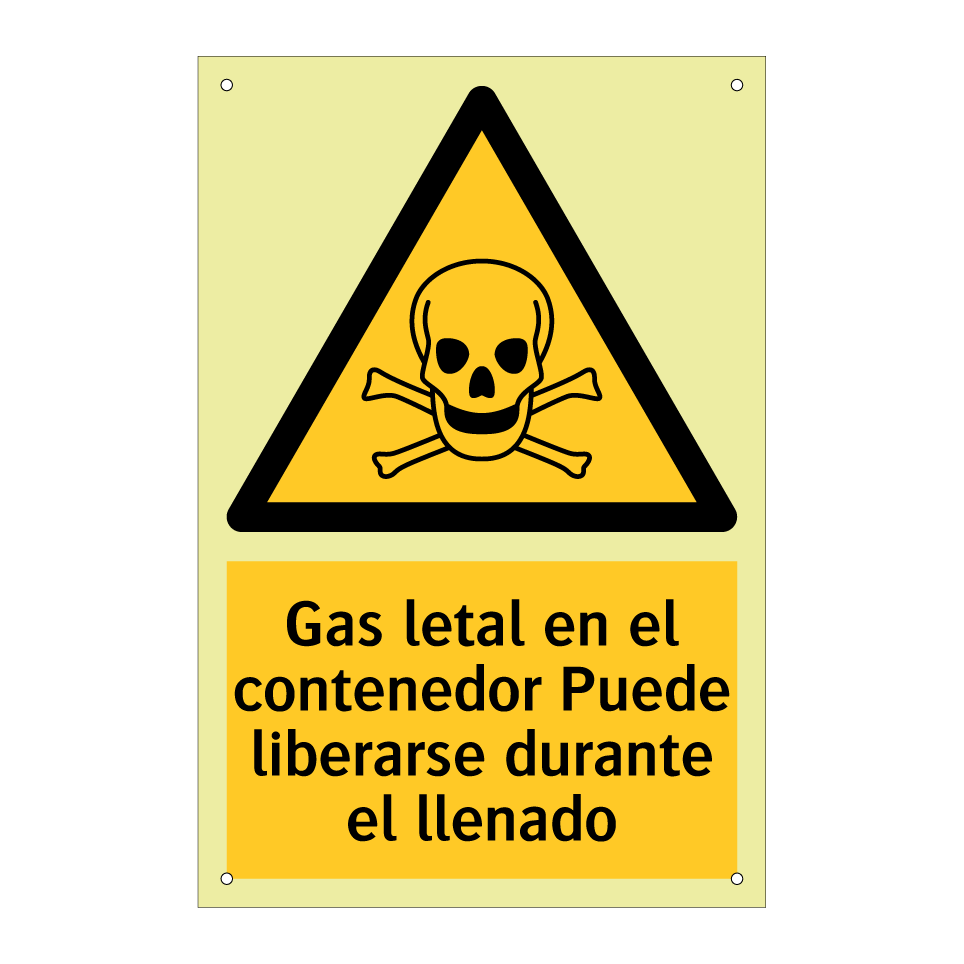 Gas letal en el contenedor Puede liberarse durante el llenado
