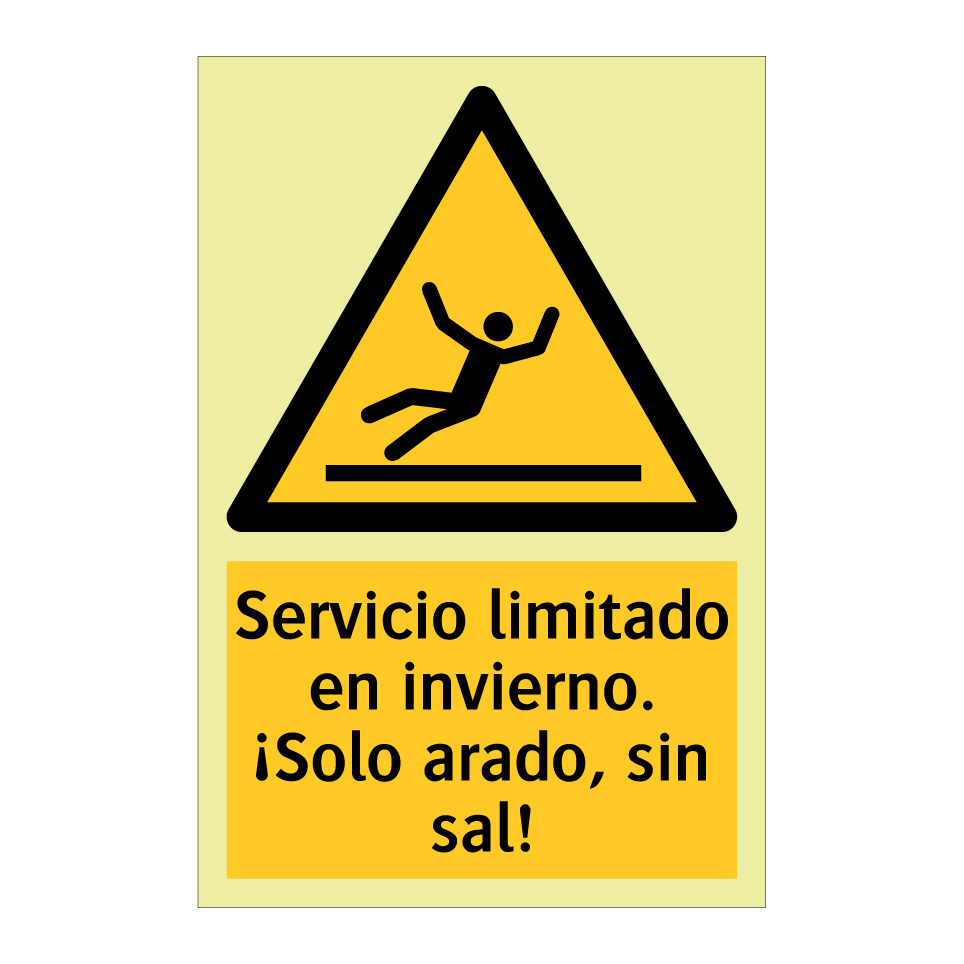 Servicio limitado en invierno. ¡Solo arado, sin sal!