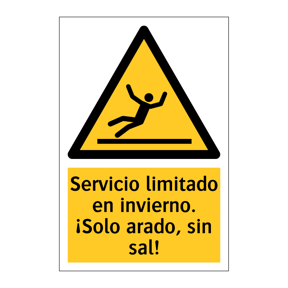 Servicio limitado en invierno. ¡Solo arado, sin sal!