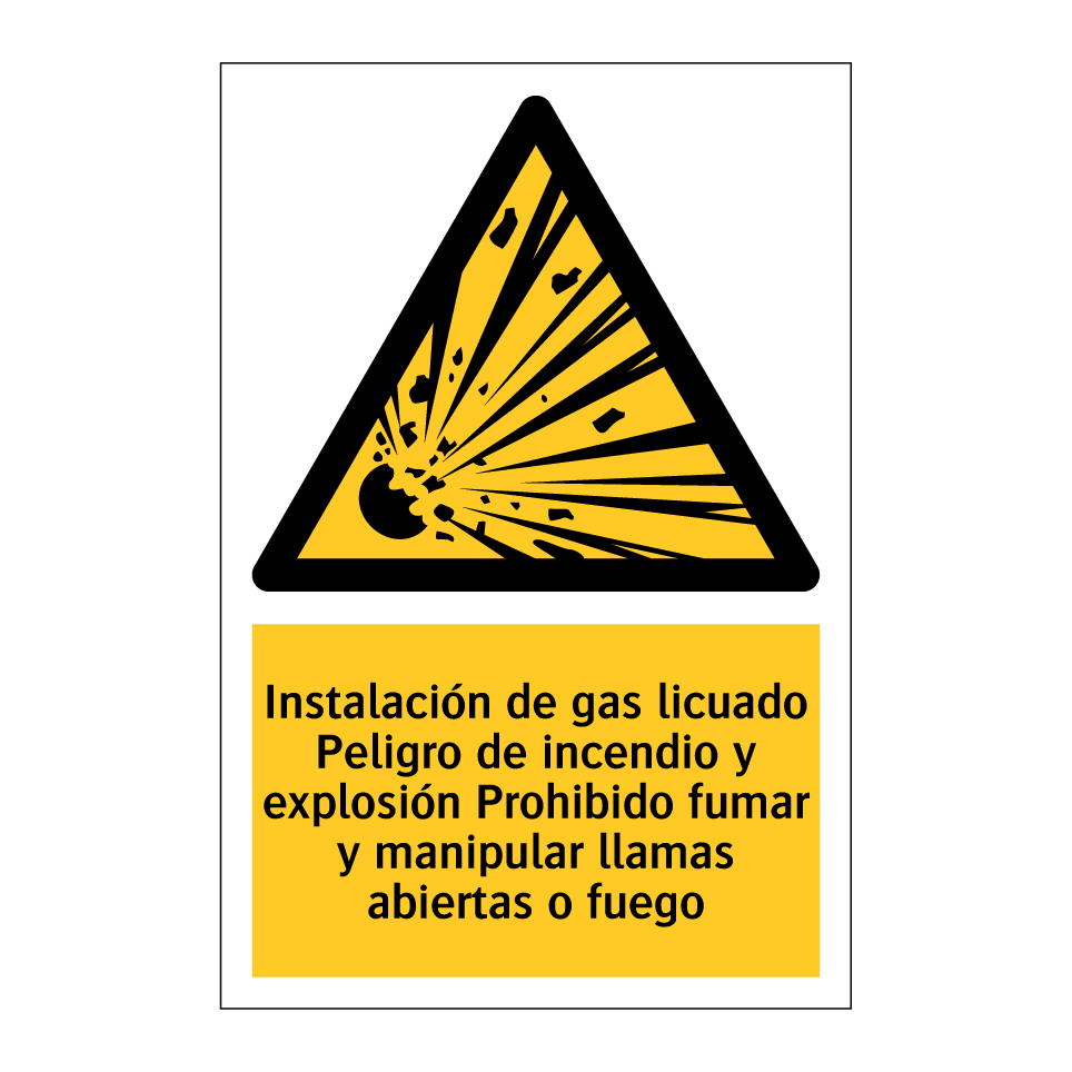 Instalación de gas licuado Peligro de incendio y explosión Prohibido fumar y manipular llamas abiertas o fuego