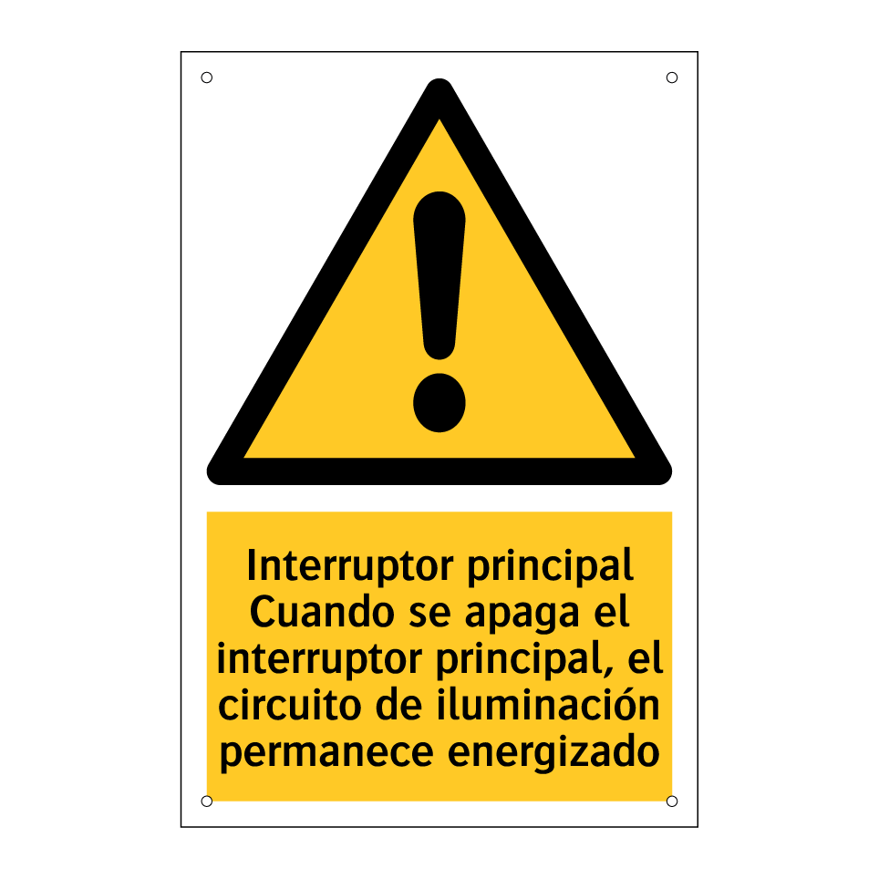 Interruptor principal Cuando se apaga el interruptor principal, el circuito de iluminación permanece energizado