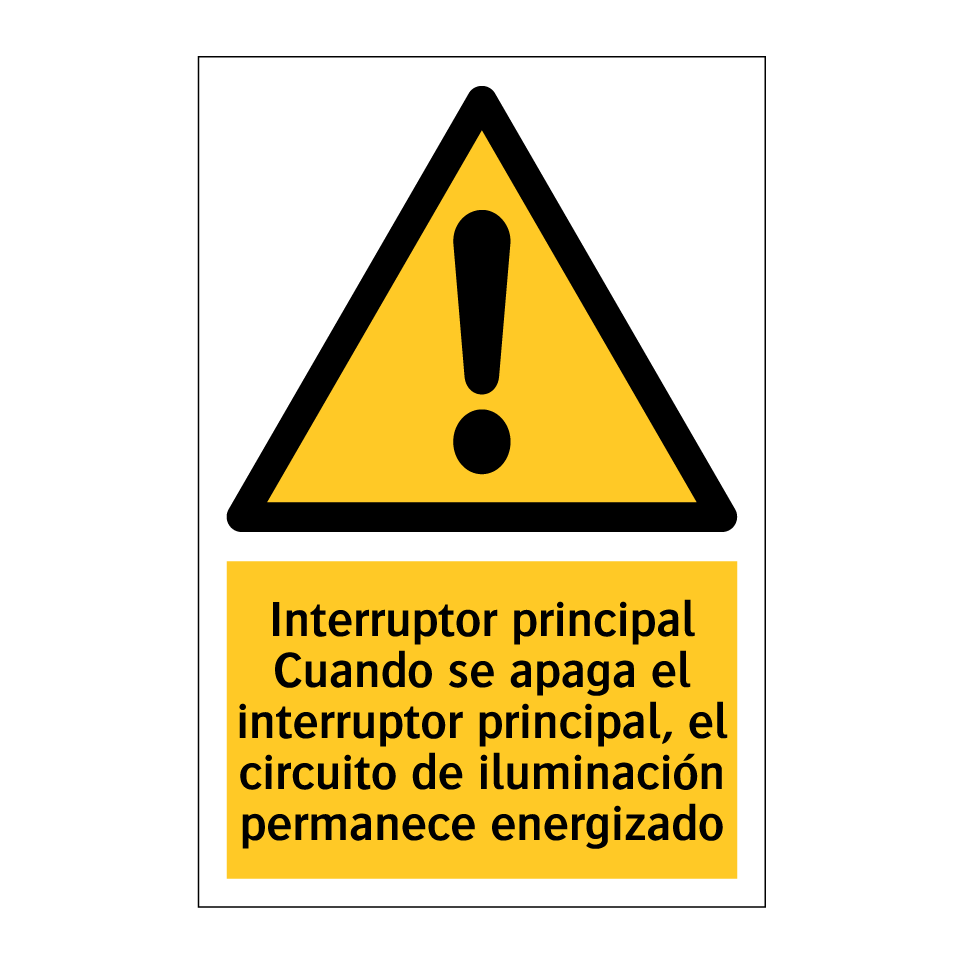 Interruptor principal Cuando se apaga el interruptor principal, el circuito de iluminación permanece energizado
