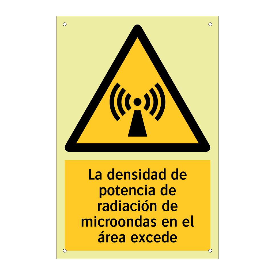 La densidad de potencia de radiación de microondas en el área excede