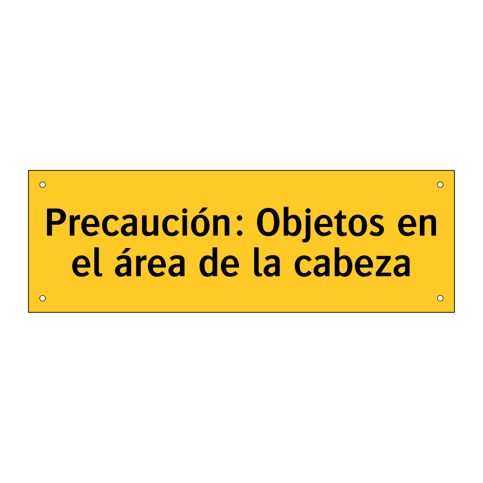 Precaución: Objetos en el área de la cabeza