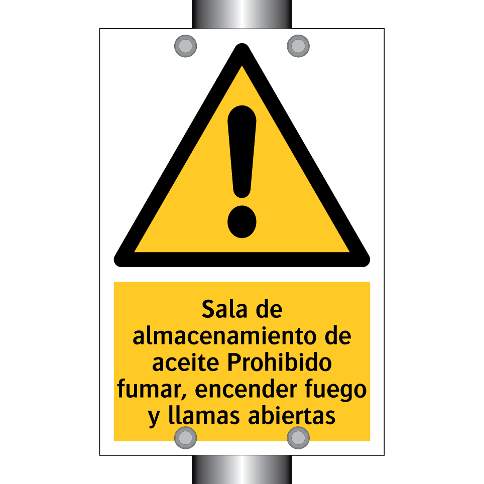 Sala de almacenamiento de aceite Prohibido fumar, encender fuego y llamas abiertas