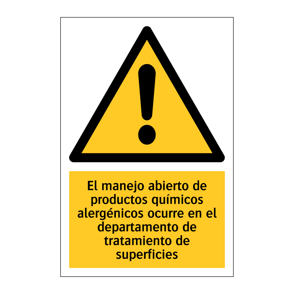 El manejo abierto de productos químicos alergénicos ocurre en el departamento de tratamiento de superficies