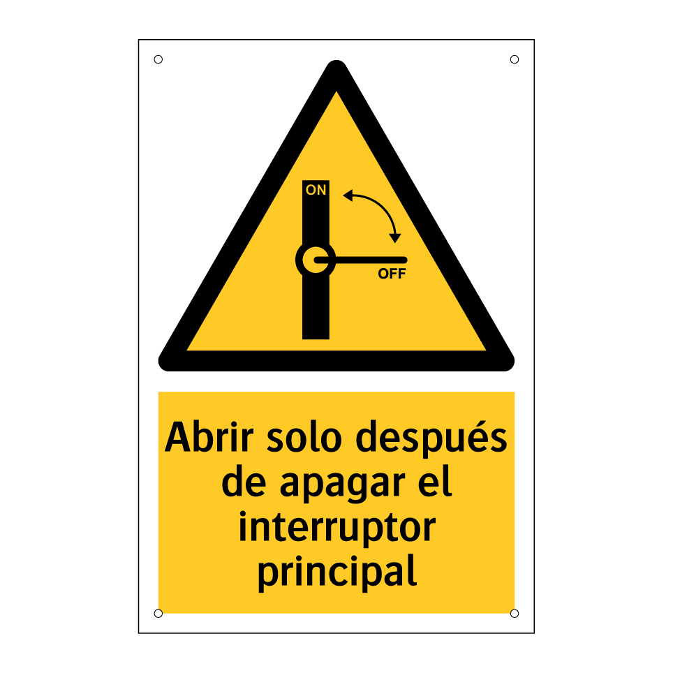 Abrir solo después de apagar el interruptor principal