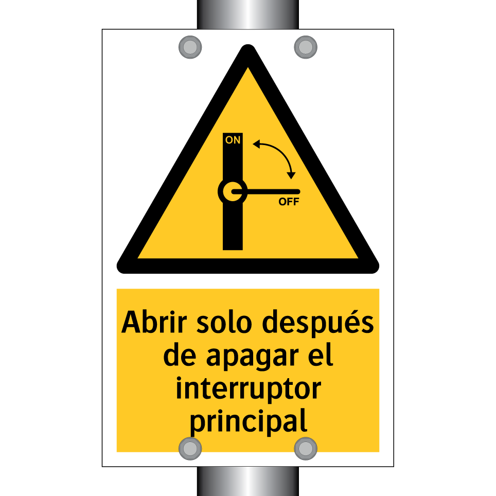 Abrir solo después de apagar el interruptor principal