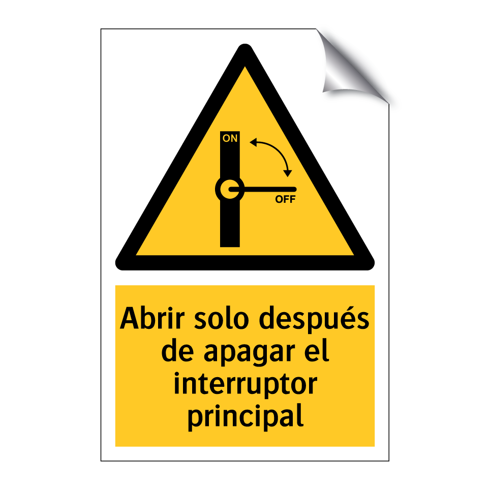 Abrir solo después de apagar el interruptor principal