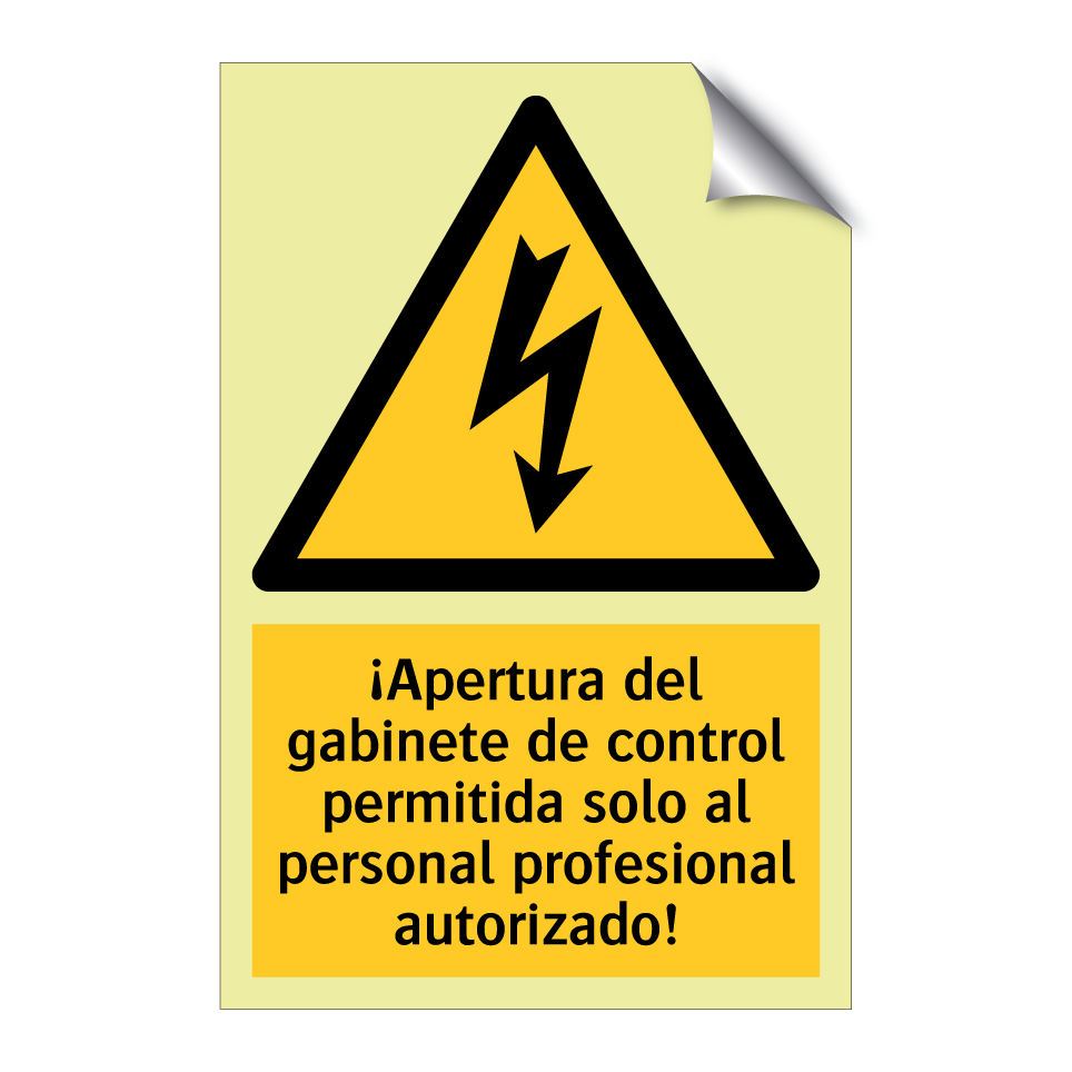 ¡Apertura del gabinete de control permitida solo al personal profesional autorizado!