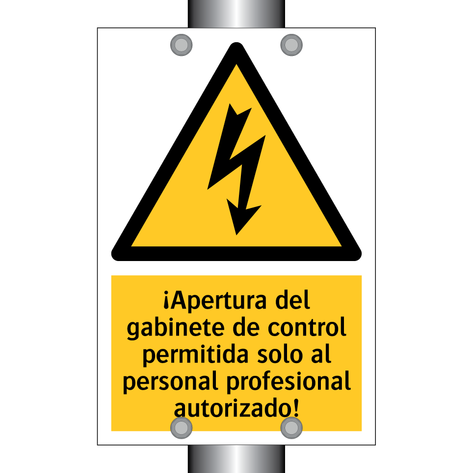 ¡Apertura del gabinete de control permitida solo al personal profesional autorizado!