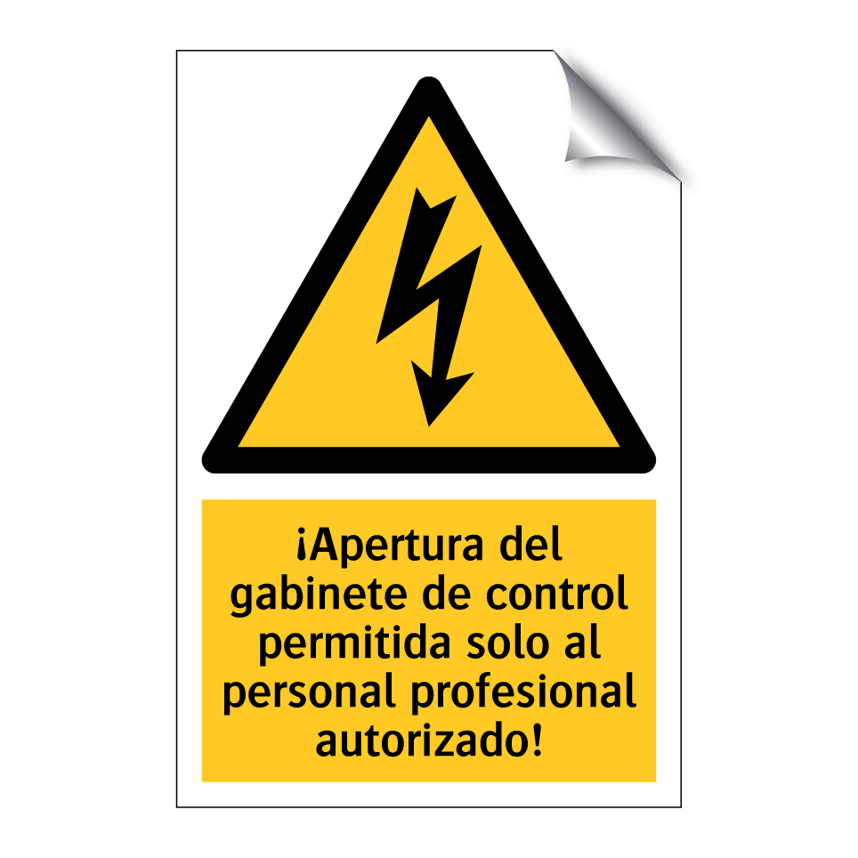 ¡Apertura del gabinete de control permitida solo al personal profesional autorizado!