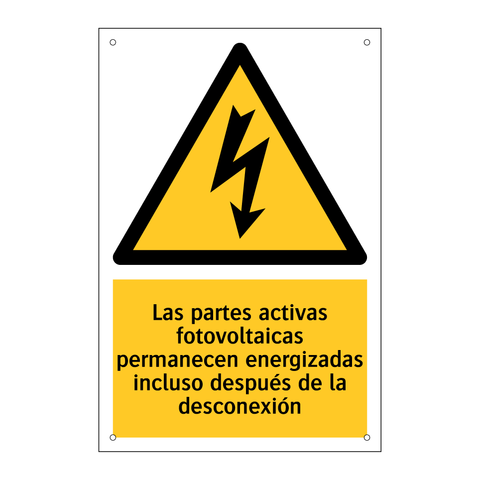 Las partes activas fotovoltaicas permanecen energizadas incluso después de la desconexión