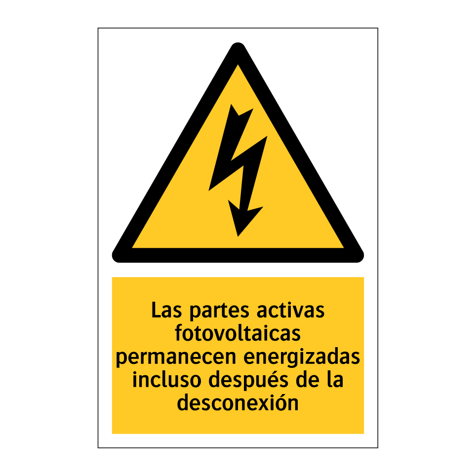 Las partes activas fotovoltaicas permanecen energizadas incluso después de la desconexión