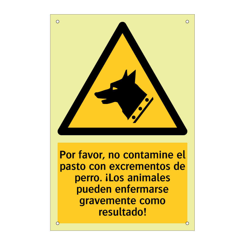 Por favor, no contamine el pasto con excrementos de perro. ¡Los animales pueden enfermarse gravemente como resultado!