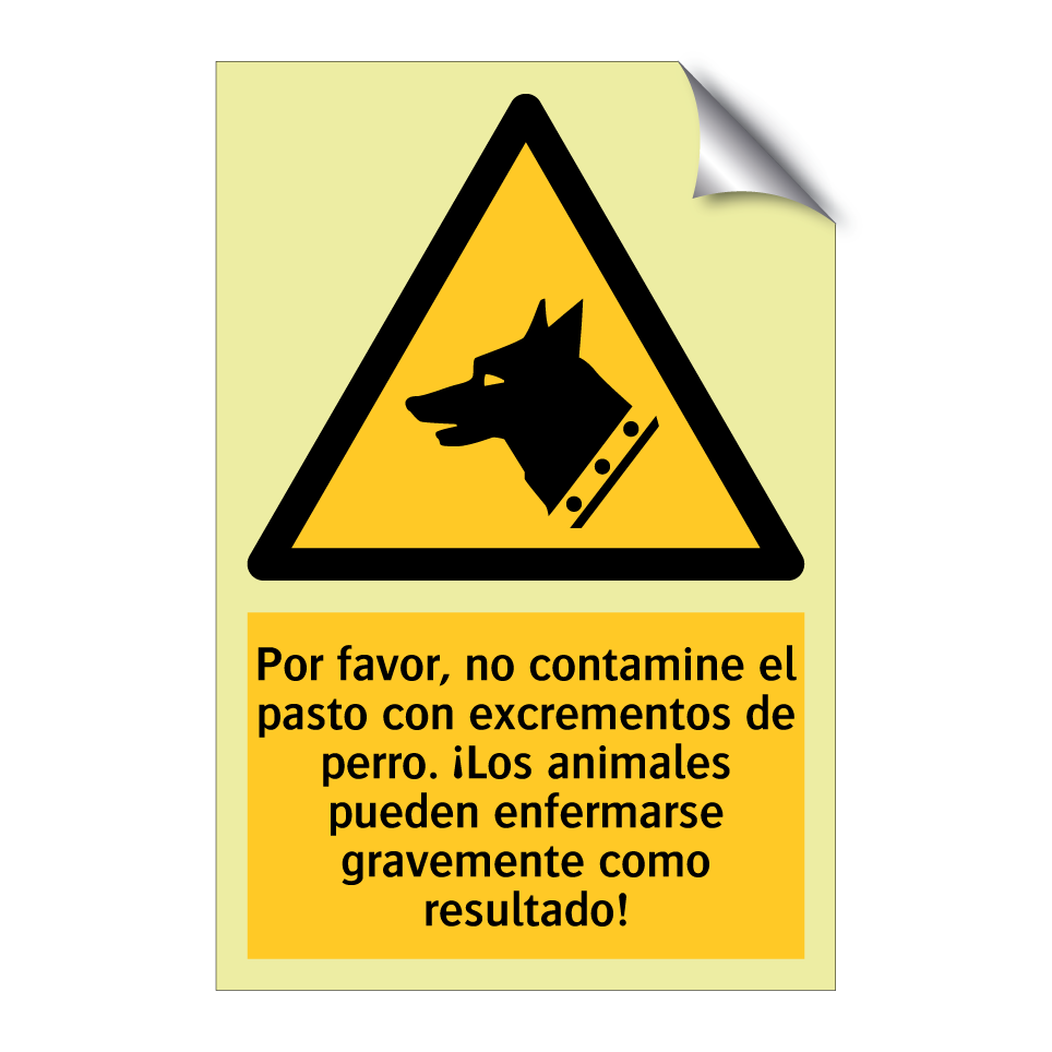 Por favor, no contamine el pasto con excrementos de perro. ¡Los animales pueden enfermarse gravemente como resultado!