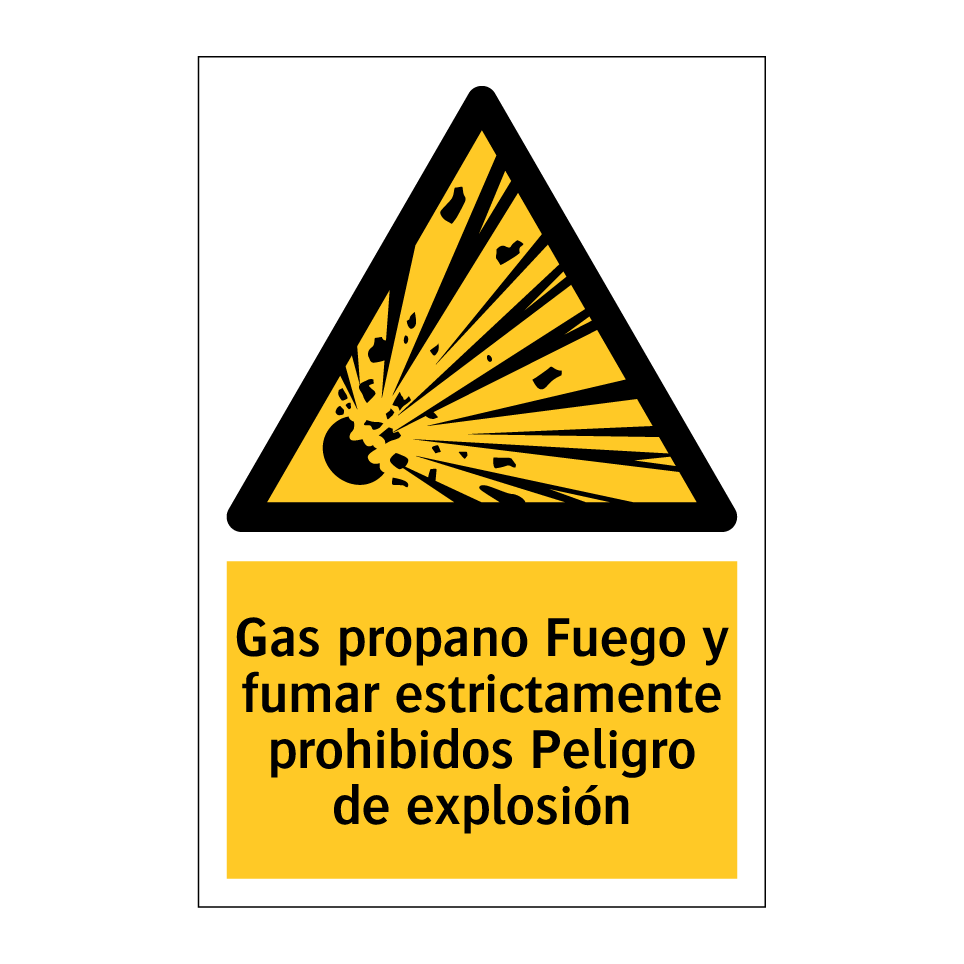 Gas propano Fuego y fumar estrictamente prohibidos Peligro de explosión