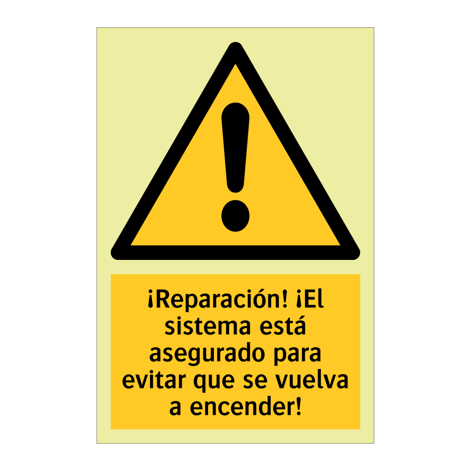¡Reparación! ¡El sistema está asegurado para evitar que se vuelva a encender!