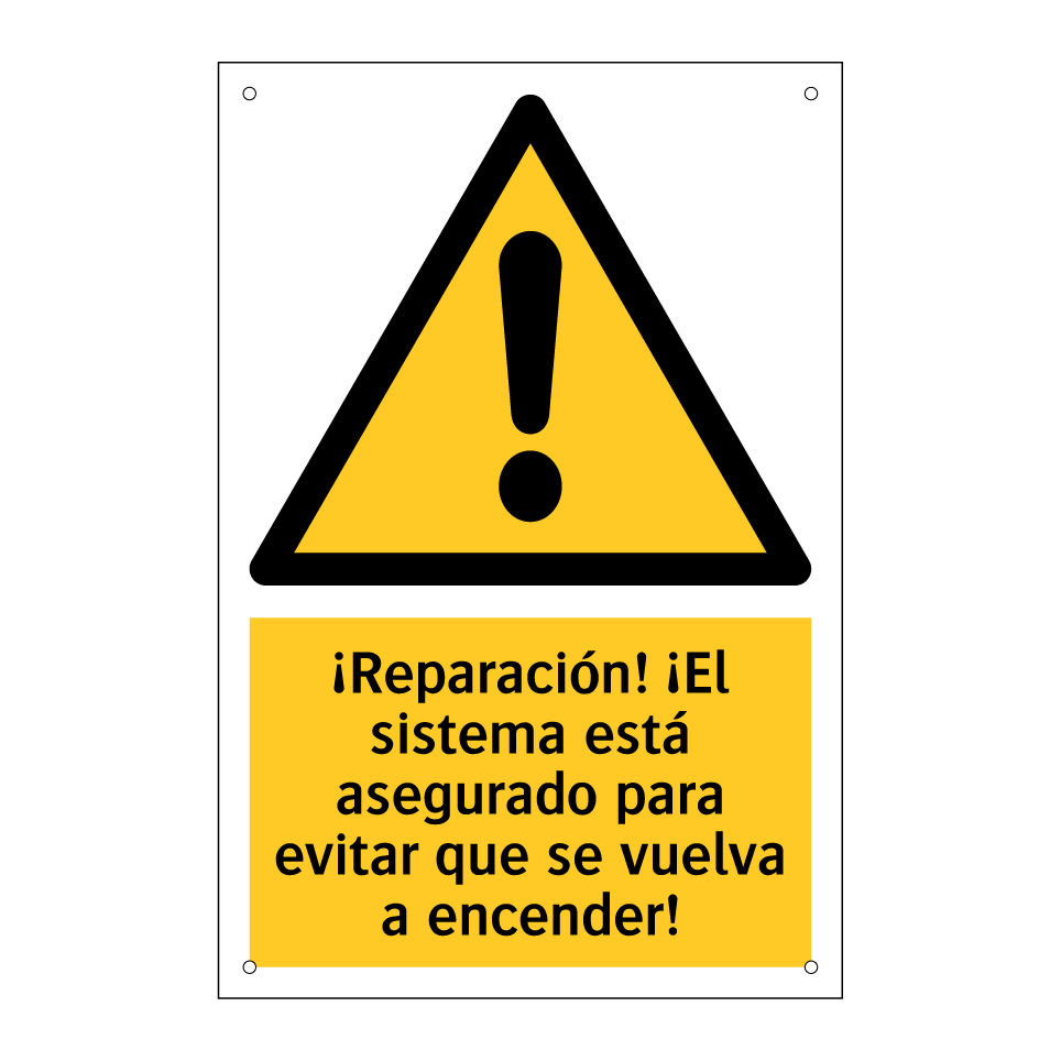 ¡Reparación! ¡El sistema está asegurado para evitar que se vuelva a encender!