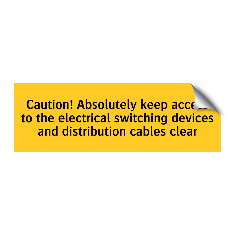 Caution! Absolutely keep access to the electrical switching devices and distribution cables clear