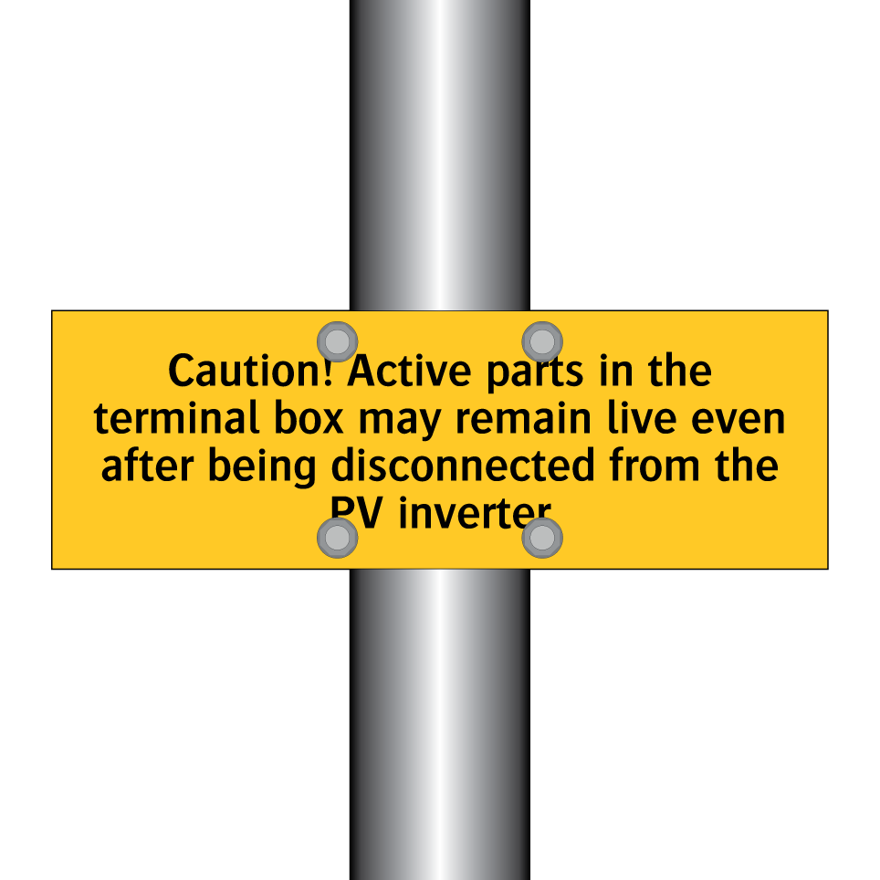 Caution! Active parts in the terminal box may remain live even after being disconnected from the PV inverter