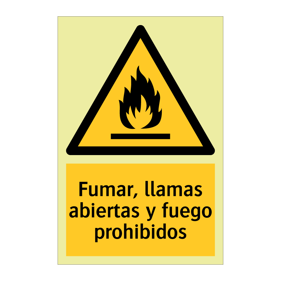 Fumar, llamas abiertas y fuego prohibidos