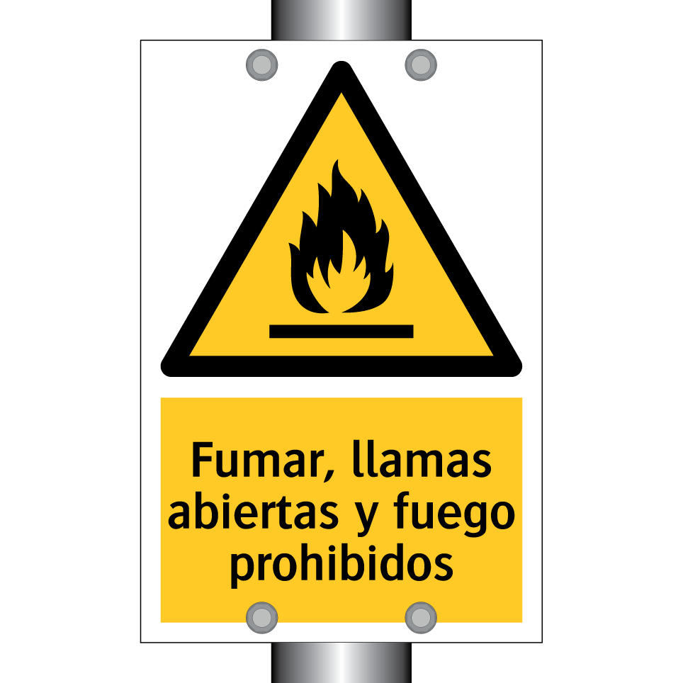 Fumar, llamas abiertas y fuego prohibidos