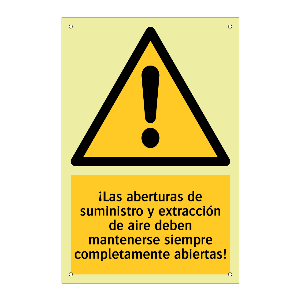 ¡Las aberturas de suministro y extracción de aire deben mantenerse siempre completamente abiertas!