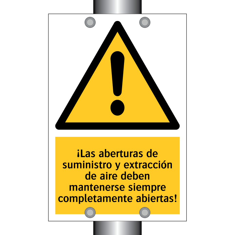 ¡Las aberturas de suministro y extracción de aire deben mantenerse siempre completamente abiertas!