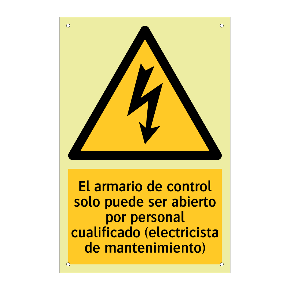El armario de control solo puede ser abierto por personal cualificado (electricista de mantenimiento)