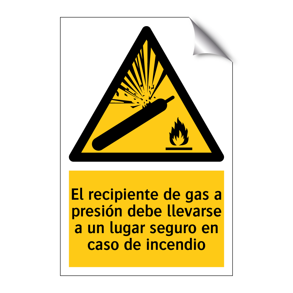 El recipiente de gas a presión debe llevarse a un lugar seguro en caso de incendio