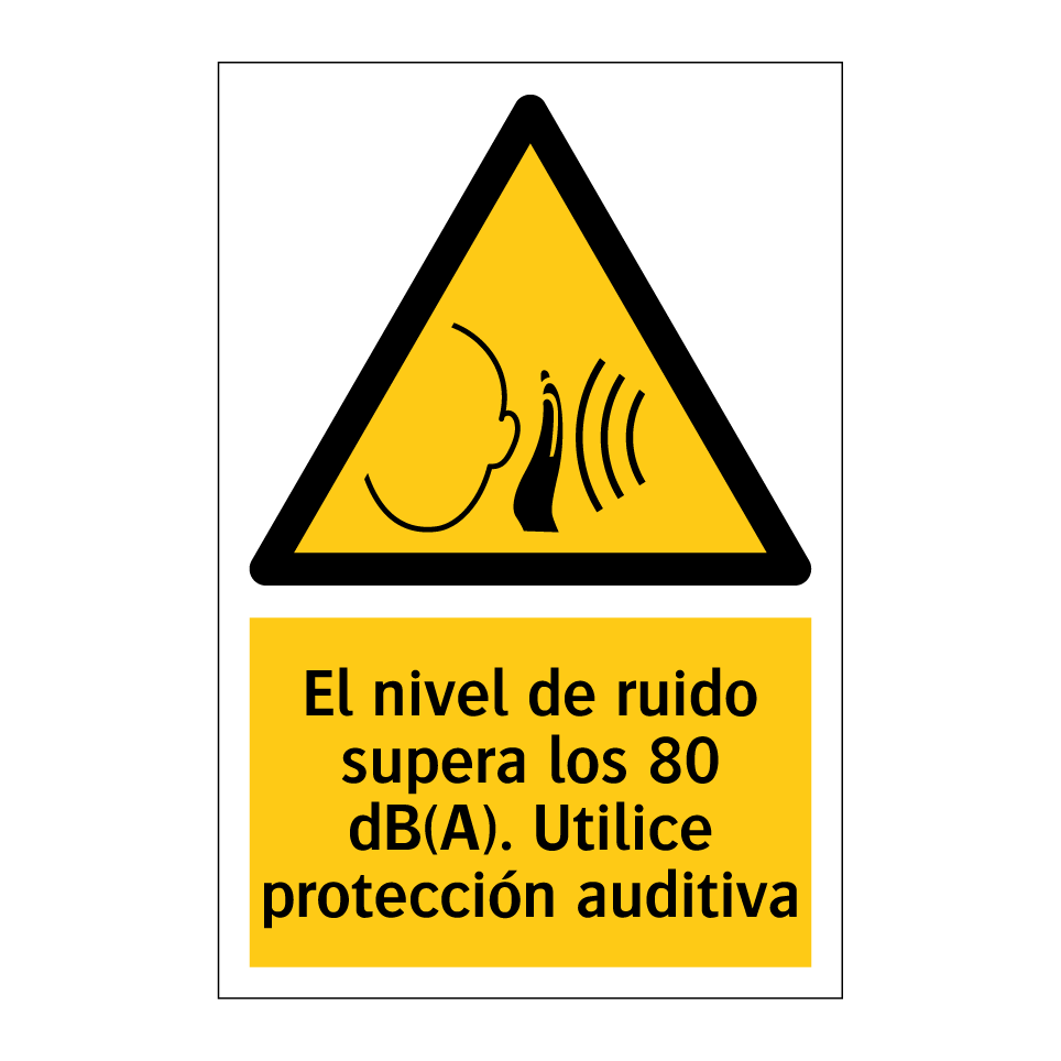 El nivel de ruido supera los 80 dB(A). Utilice protección auditiva