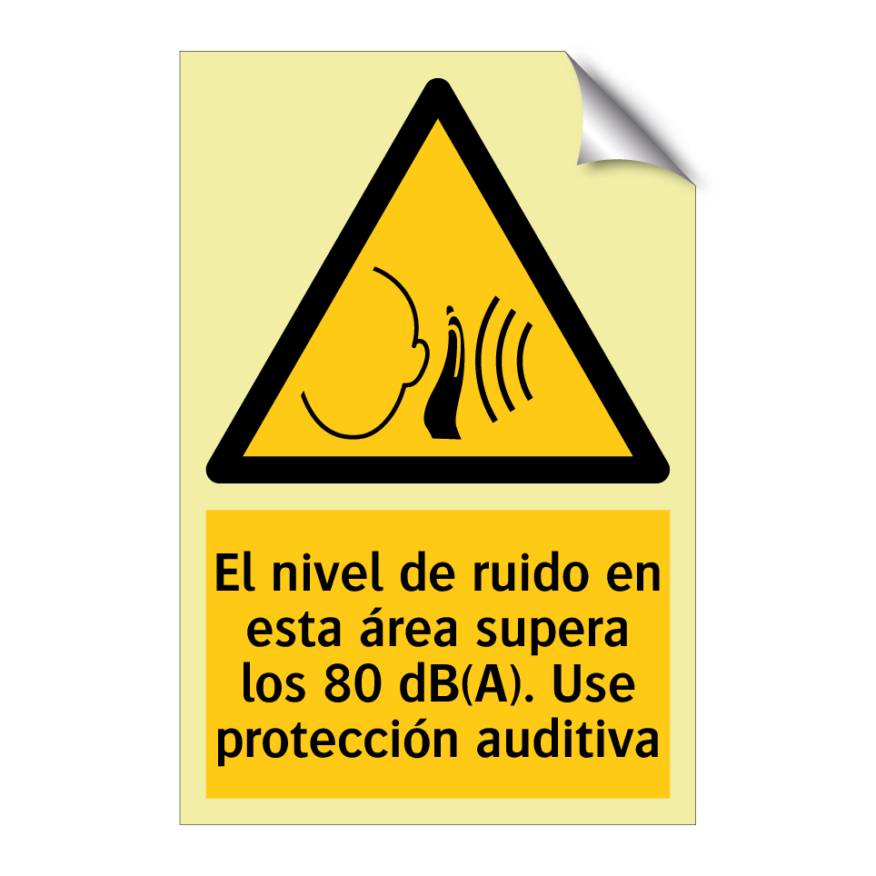 El nivel de ruido en esta área supera los 80 dB(A). Use protección auditiva