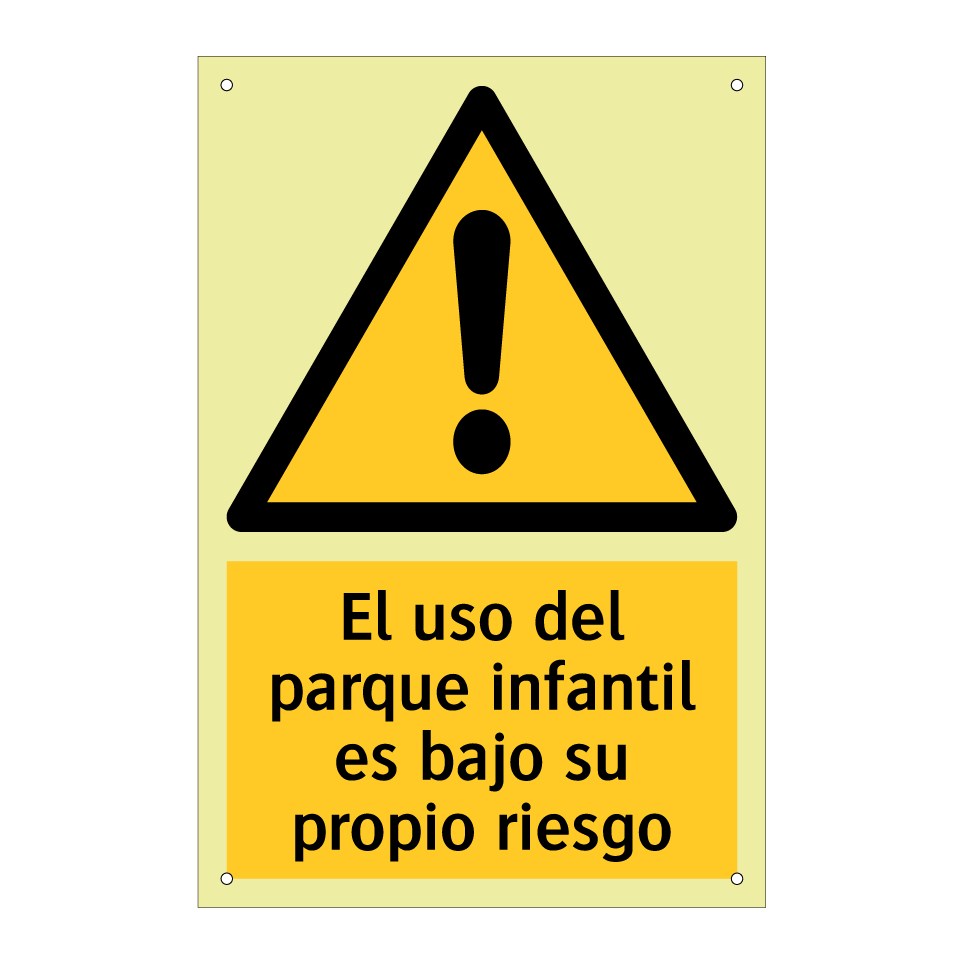 El uso del parque infantil es bajo su propio riesgo