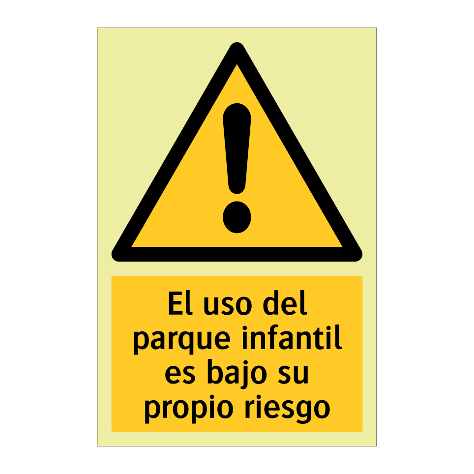 El uso del parque infantil es bajo su propio riesgo