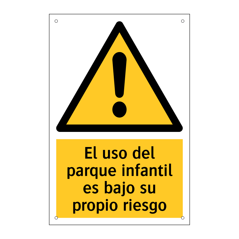 El uso del parque infantil es bajo su propio riesgo
