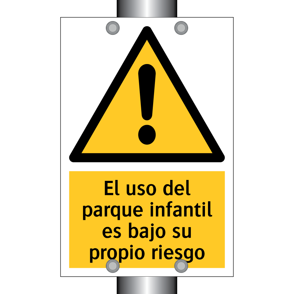 El uso del parque infantil es bajo su propio riesgo