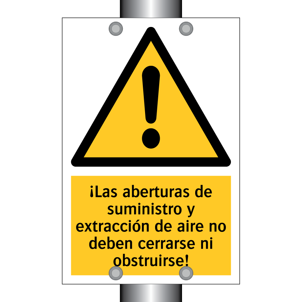 ¡Las aberturas de suministro y extracción de aire no deben cerrarse ni obstruirse!