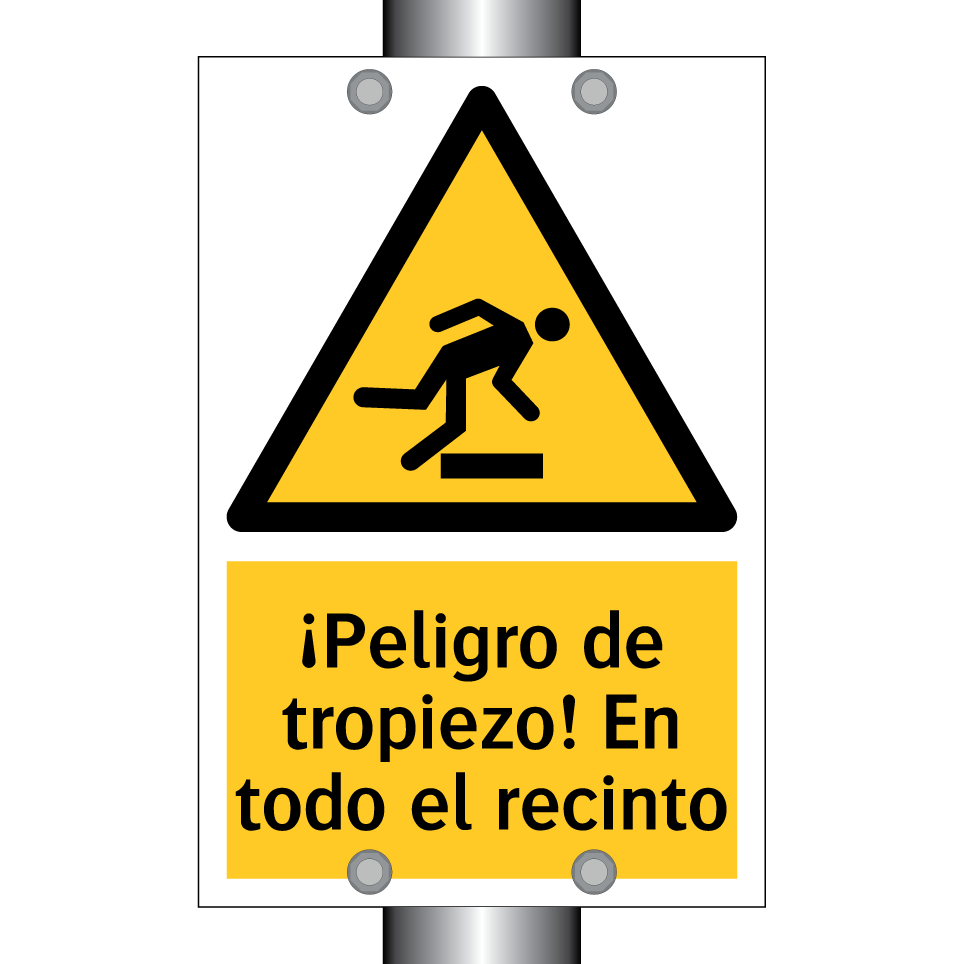 ¡Peligro de tropiezo! En todo el recinto