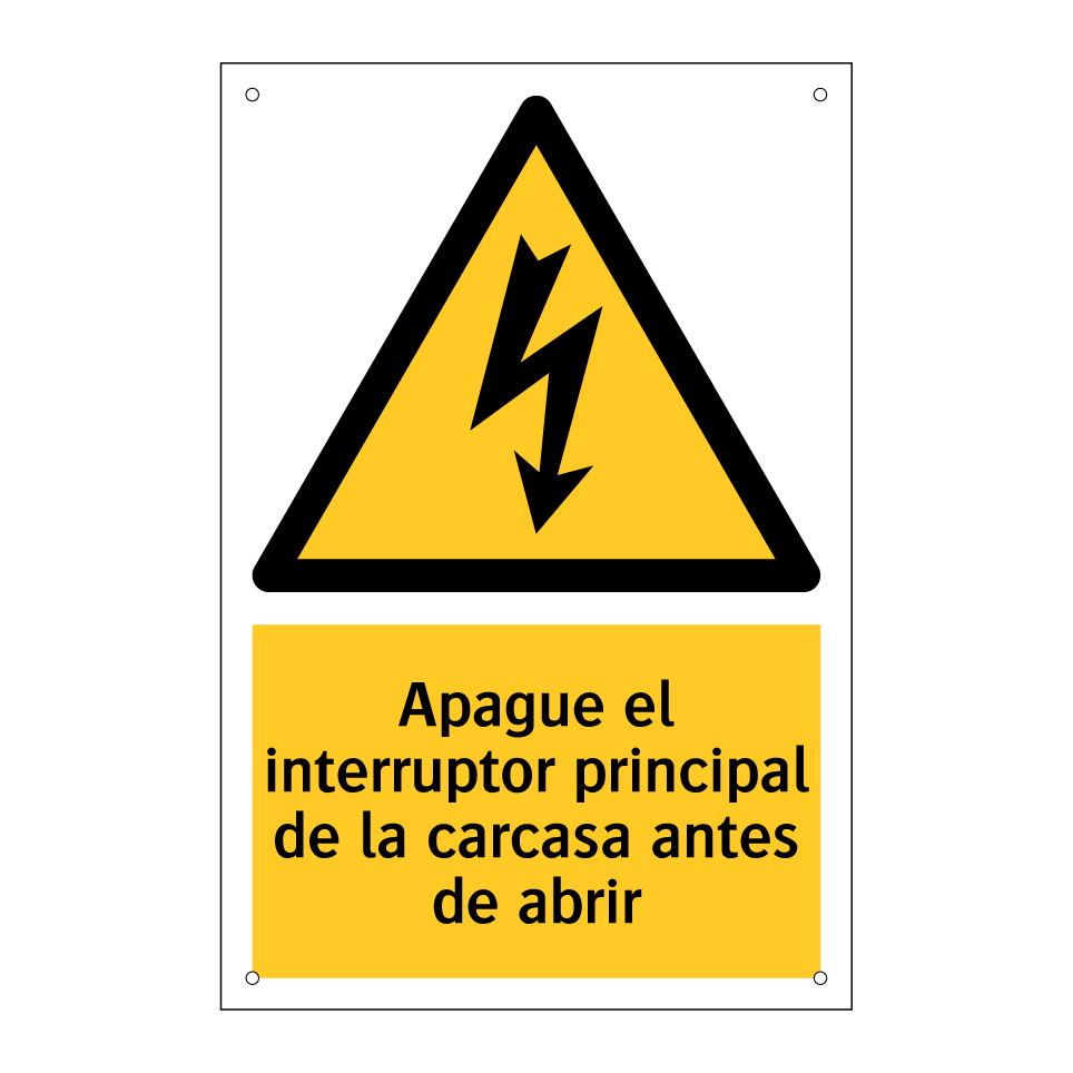 Apague el interruptor principal de la carcasa antes de abrir