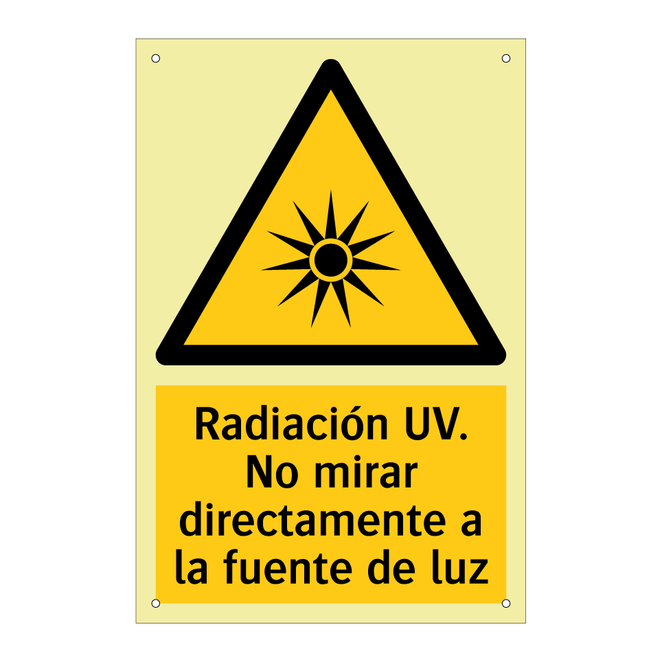 Radiación UV. No mirar directamente a la fuente de luz
