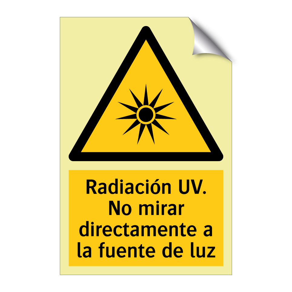 Radiación UV. No mirar directamente a la fuente de luz