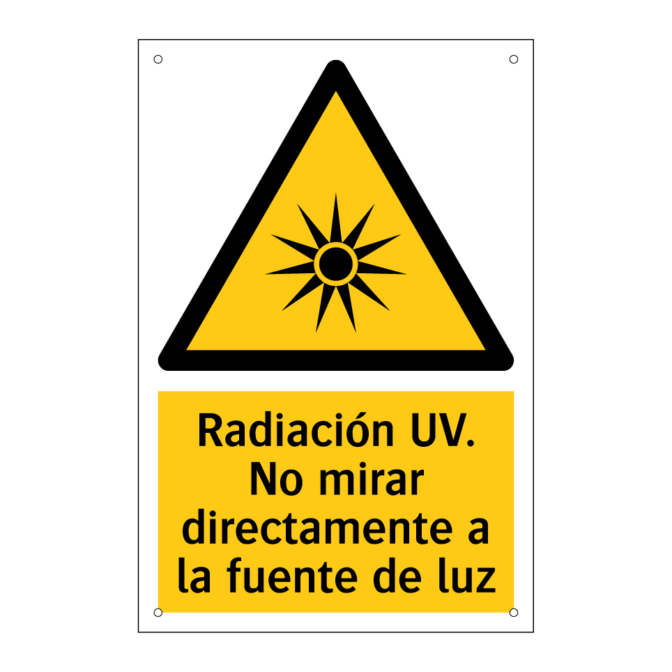 Radiación UV. No mirar directamente a la fuente de luz