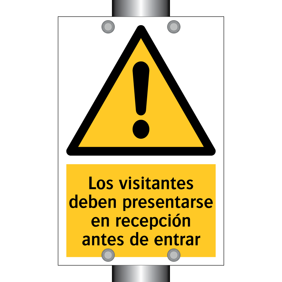 Los visitantes deben presentarse en recepción antes de entrar