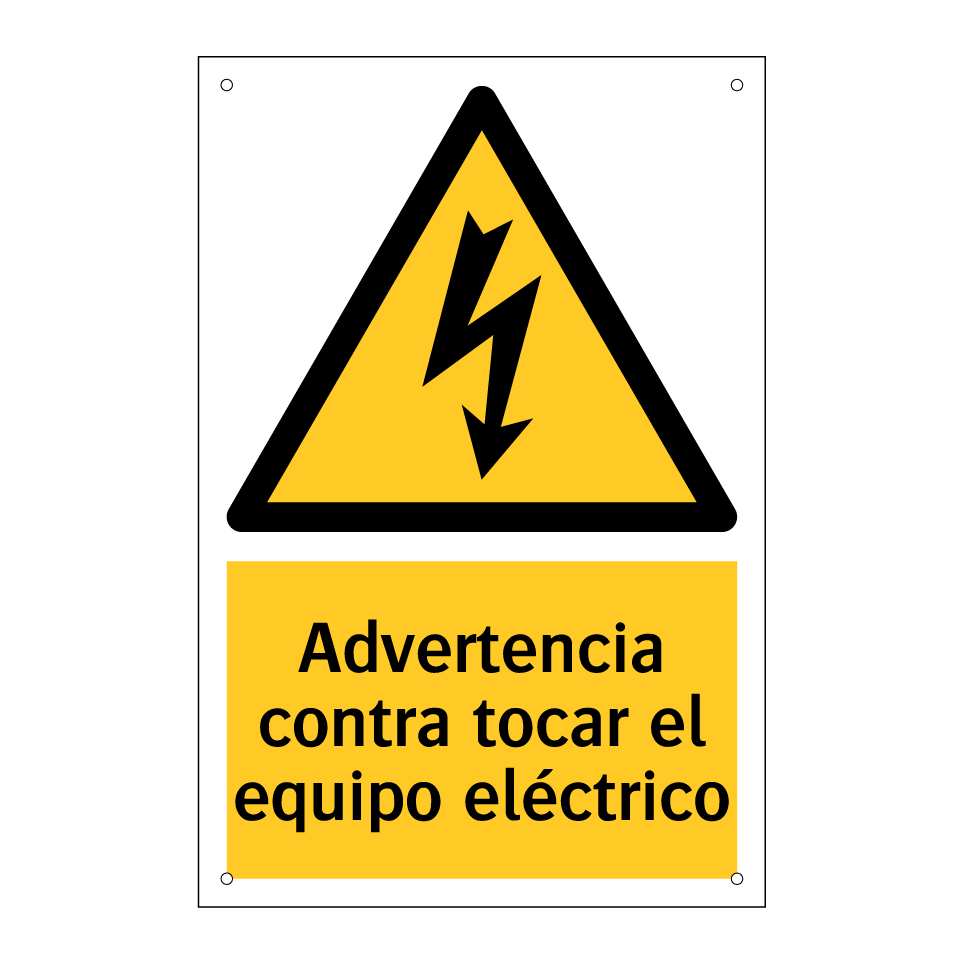 Advertencia contra tocar el equipo eléctrico