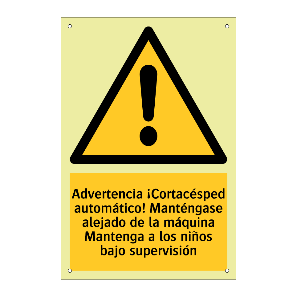 Advertencia ¡Cortacésped automático! Manténgase alejado de la máquina Mantenga a los niños bajo supervisión